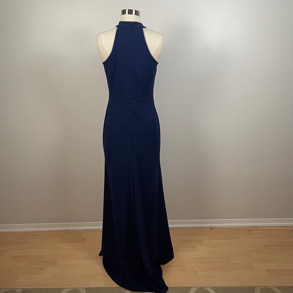 WOOSEA • High Neck Split Bodycon Mermaid Evening Cocktail Long Dress - Picture 3 of 7